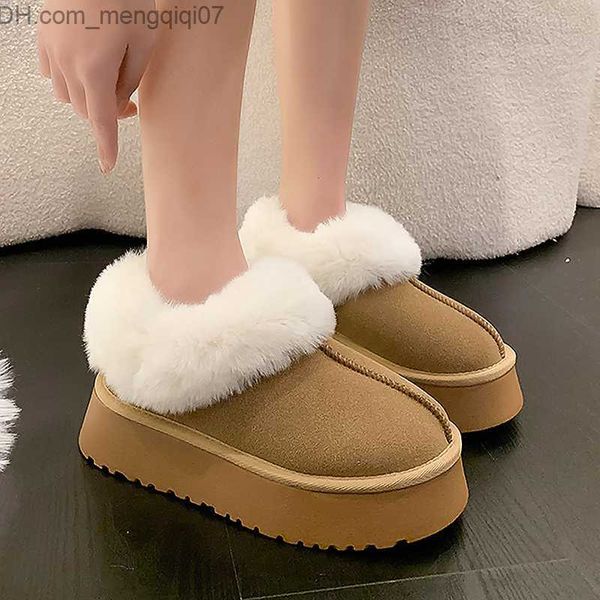 Scarpe da ginnastica Stivali da neve spessi in pelliccia calda per l'inverno 2023 da donna Piedini con plateau in peluche per stivali corti in pelle scamosciata artificiale antiscivolo da donna Z230725