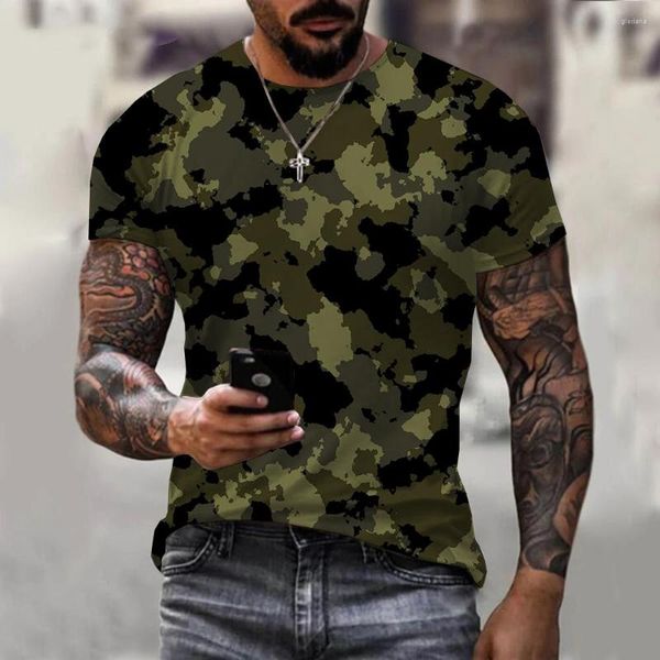 Camisetas masculinas verão camuflagem 3D t-shirt homens mulheres moda ao ar livre casual o pescoço manga curta street oversized esportes militares tops