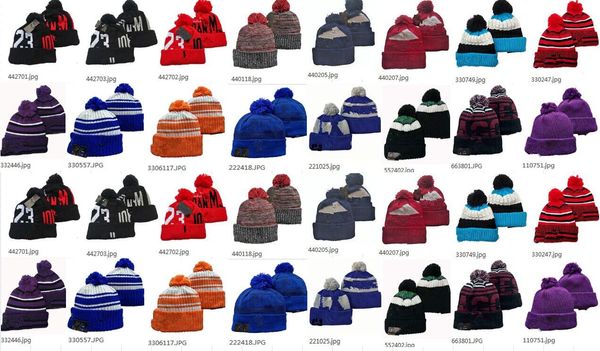 Gorros de futebol de inverno esporte malha chapéu pom chapéus quentes 32 equipes cores malhas mix match order todos os bonés alabama florida gorro