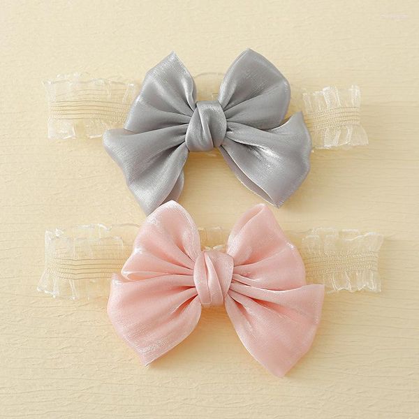 Accessori per capelli Fiocco adorabile Fascia per bambina Fascia per principessa nata in pizzo carino Tinta unita Bowknot Copricapo per bambini Bambini