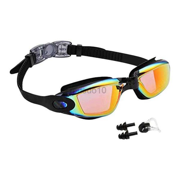 Goggles Elecloplating Swim Goggles Sile красочные плавательные очки с сиамскими затычками для ушей летние анти-борьбы без протекания плавания HKD230725