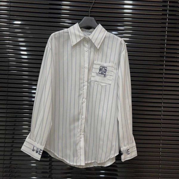 Camicie casual da uomo Original Standard 23 New LOE Camicia a righe in cotone e lino ricamato Camicia da donna con protezione solare allentata e sottile Top