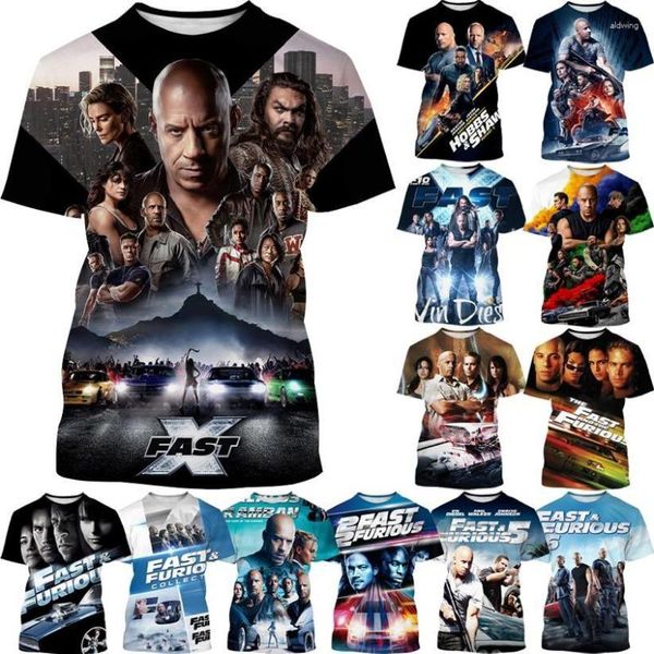 Herren T-Shirts Film The Fast And Furious 3D-Druck T-Shirt Sommer Persönlichkeit Unisex Super Cool Street Style Casual Kurzarm