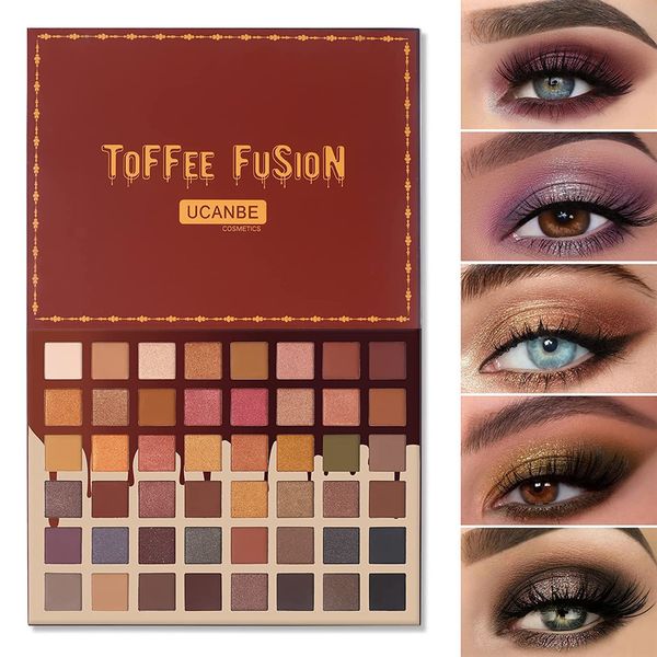 Göz farı ucanbe toffee füzyon çıplak göz farı paleti 48 tonlar göz farı makyaj palet yüksek pigmentli mat glitter shimmer 230724