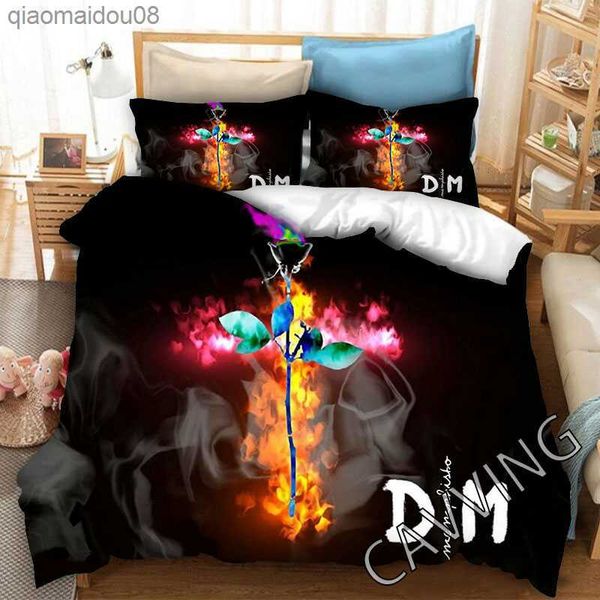 Depeche- Mode set biancheria da letto con stampa 3d copripiumini copripiumino copripiumino (dimensioni USA/UE/AU) H01 L230704