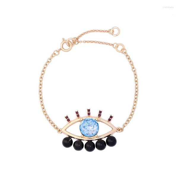 Charme Armbänder Schwarz Blau Acryl Perlen Mode Auge Armband Link Kette Freund Weibliche Geschenk Schmuck