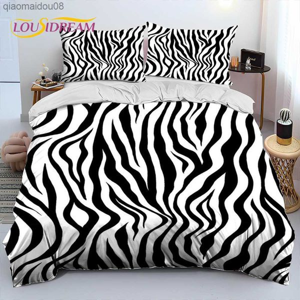 Consolador Conjunto de Cama com Padrão Zebra Colorido Capa de Edredom Conjunto de Cama Capa de Colcha Estojo de Cama King Size Queen Adulto Criança L230704