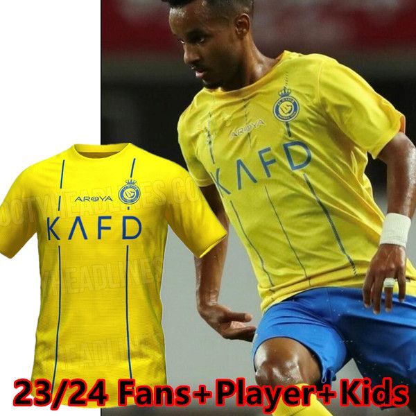 2023 2024 Al Nassr FC camisas de futebol Home amarelo away 23 24 CR7 Gonzalo Martinez Talisca kit infantil masculino Camisa de futebol Al-Nassr FANS versão jogador Ronaldo masculino infantil