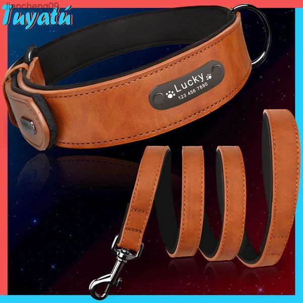 Grande collare per cani di piccola taglia in pelle di design di lusso per collare per cani di grossa taglia Etichetta personalizzata Guinzaglio e collare per cani personalizzati Accessori L230620