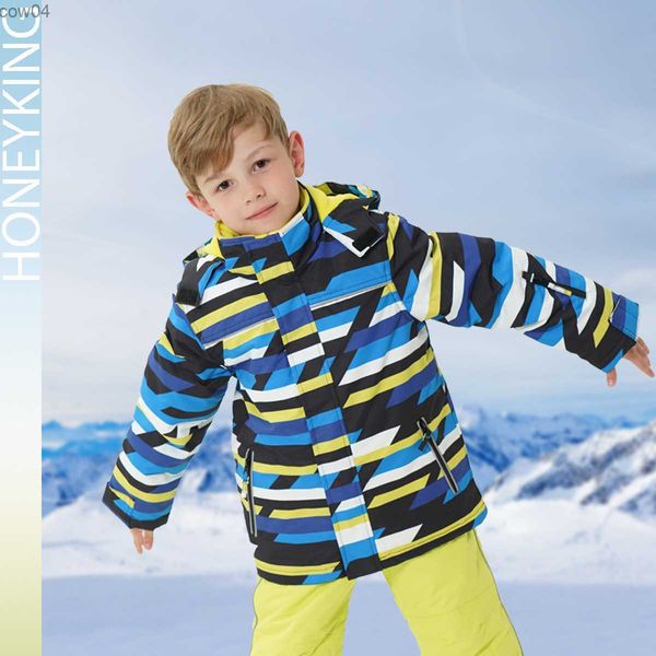 HONEYKING Bambini Abbigliamento da sci Bambini Inverno Caldo Giacca da sci impermeabile antivento Campeggio Abbigliamento da snowboard per ragazzi Cappotto Outwear L230625