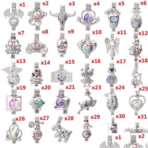 Lockets 700 Tasarımlar Lotus Snowman Ağacı Yaşam Baykuş İncili Kafes Madeni Madeni Boncuklar Esansiyel Yağ Kolye Difüzör Top Kolye Takılar DHLRM