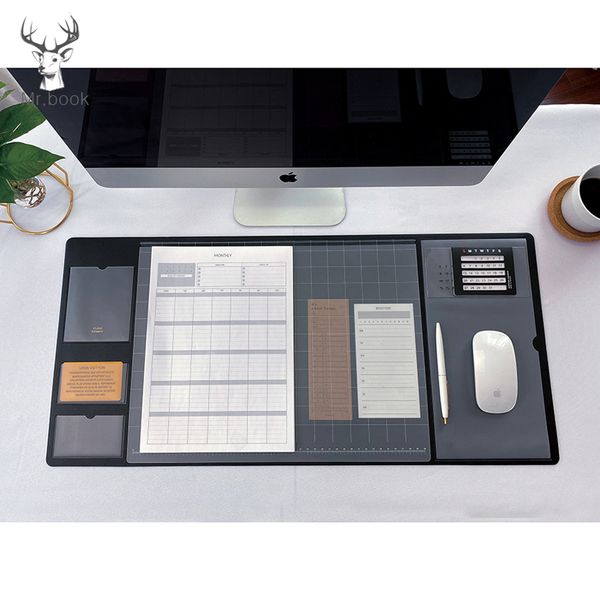 Ретро многофункциональный негабаритный Pu Mouse Pad Pad Student Pad Pad Desk Desk Mat Mat Laptop Desk Organizer с календарем