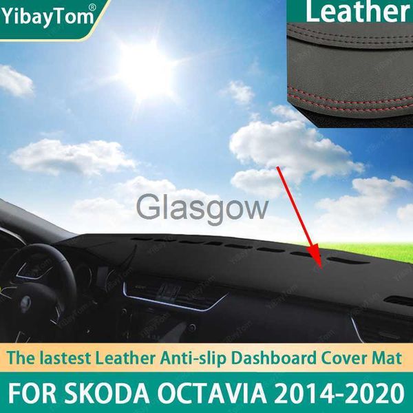 Auto Sonnenschirm Beste PU Leder Dashboard Anitslip AntiUV Abdeckung matte Schutz Teppich Für Skoda Octavia 3 A7 MK3 5E 2014-2020 zubehör x0725