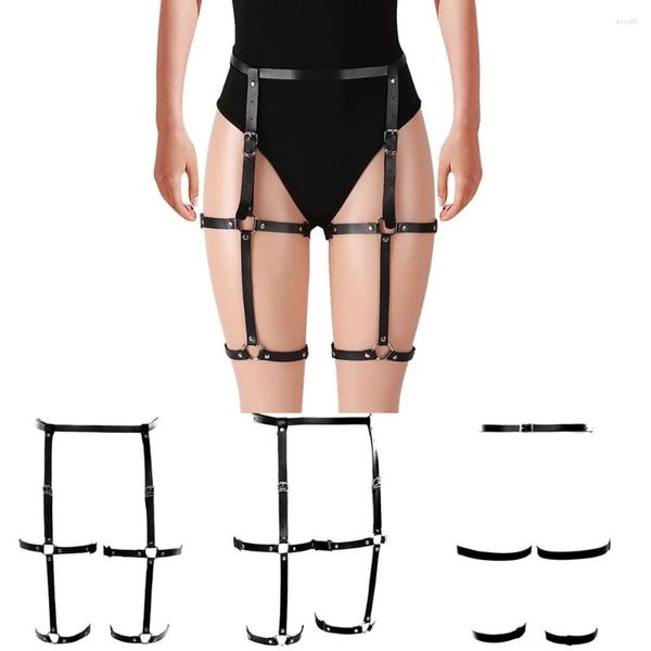 Cintos Harajuku Lingerie Fetiche Couro Ajustar Cintura Perna Alças Tamanho Feminino Coxa Cinto Jarreteira Bondage Body Harness Traje Festival Rave