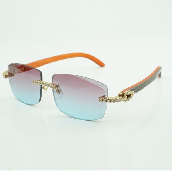Новые роскошные модные деревянные солнцезащитные очки с муассанитом и бриллиантами 3524015, натуральные оранжевые деревянные солнцезащитные очки с резными линзами, бесплатная доставка