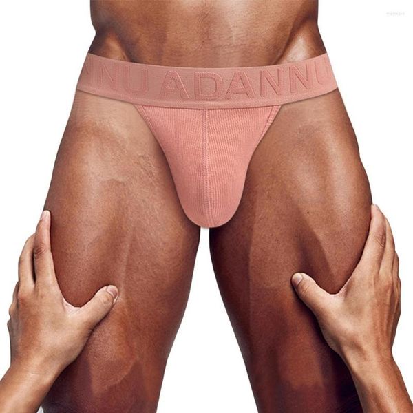Cuecas masculinas cuecas listradas com nervuras roupa íntima de algodão macio bolsa em U volumosa calcinha respirável masculina lingerie masculina biquíni calções