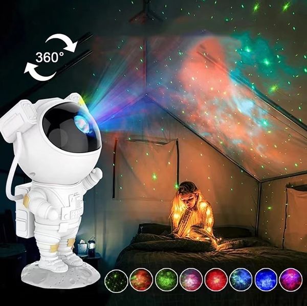 LED Işık Çubukları 2023 Astronot Projektör Starry Sky Galaxy Stars Gece Lambası Yatak Odası Odası Dekor Dekoratif Gece Işığı 230724