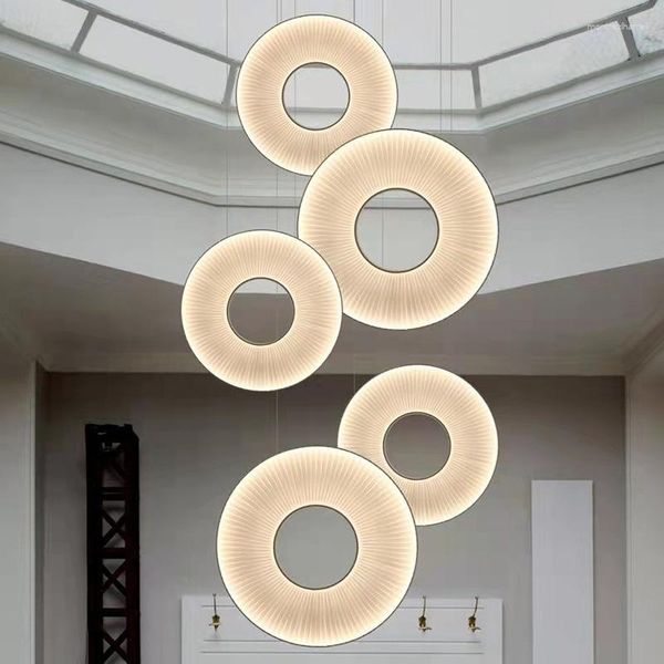 Luminárias pendentes Dix Lamp Tecido de designer italiano LED Round Ring Light Loja El Dining Room Hanglamp Art Decor Estética