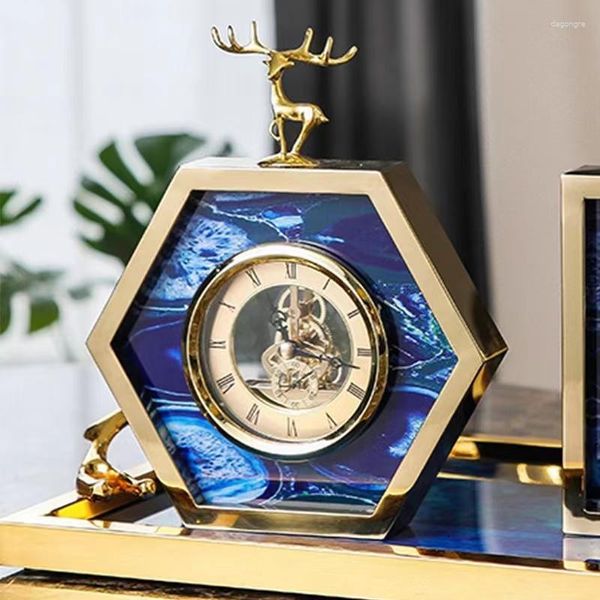 Orologi da tavolo Orologio da tavolo vintage per decorazioni per la casa Alce Metallo Stile antico Retro Natale Regalo di compleanno Goccia di arrivo