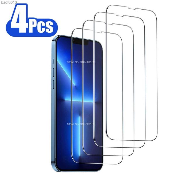4PCS 9H Экранные защиты для iPhone 12 13 Мини -стеклянный стакан.