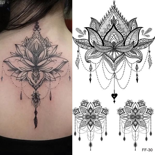 1PC Temporäre Tattoo Aufkleber Schwarz Blume Bunte Panda Feder Körper Kunst Tattoos Aufkleber Wasserdicht T Körper Kunst Gefälschte tatto