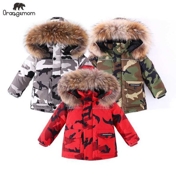 Piumino 2023 Cappotto invernale di marca Giacca per bambini per neonato Abbigliamento invernale Camouflage Abbigliamento per bambini Impermeabile Bambino Addensare Abbigliamento da neve HKD230725