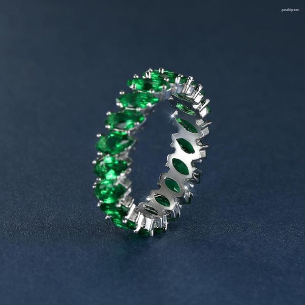 Anelli da nozze femminile impilamento anello di pietra verde piena piena argento colore marchesa zircone vintage per donne gioielli di fidanzamento