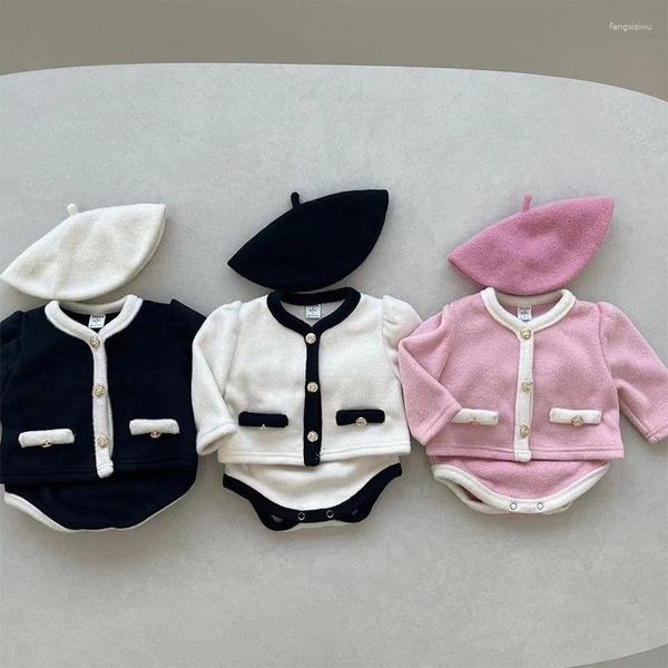 Kleidungssets Winter Baby Mädchen Langarm Kleidung Set Dicke Warme Nette Mädchen Strickjacke Jacke Shorts 2 stücke Anzug Prinzessin Outfits