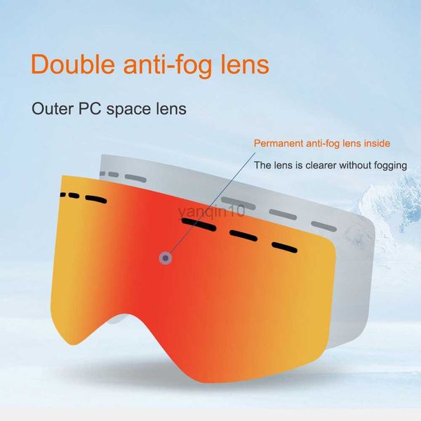 Kayak gözlükleri kayak gözlükleri manyetik çift katmanlı polarize lens kayak anti-bez snowboard gözlükleri erkek kadın kadın kayak gözlükleri ile kayak gözlükleri hkd230725