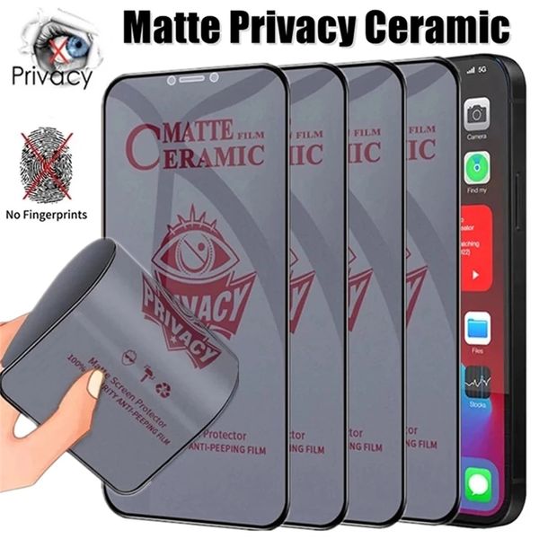 Protezione per schermo privacy in ceramica opaca per iPhone 14 PRO MAX 7 8 14 Plus Pellicola anti-spia per iPhone 11 12 13 Pro XS Max XR