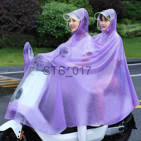 Capas de chuva bateria de carro elétrico capa de chuva fosca transparente longa moda capa de chuva única mulher não descartável poncho x0724