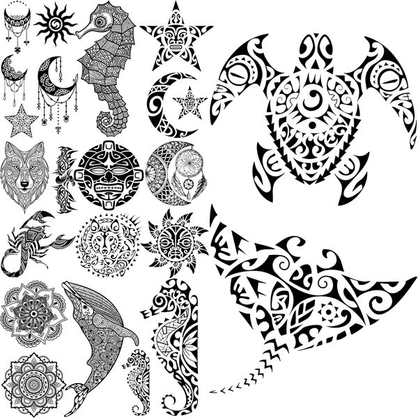 Tartaruga preta Tatuagens temporárias para mulheres, adultos, cavalos-marinhos, mandala, baleia, apanhador de sonhos, adesivo de tatuagem falsa, tatuagens corporais