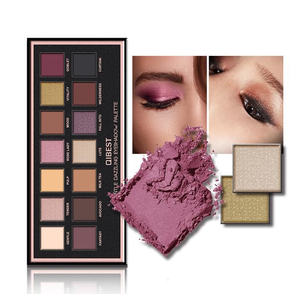 Sombra QI14Colors Maquiagem Paleta de Sombras Matte Alto Pigmento Paleta de Sombras Simples Maquiagem Longa Duração Conjunto de Batom Cosmético 230724