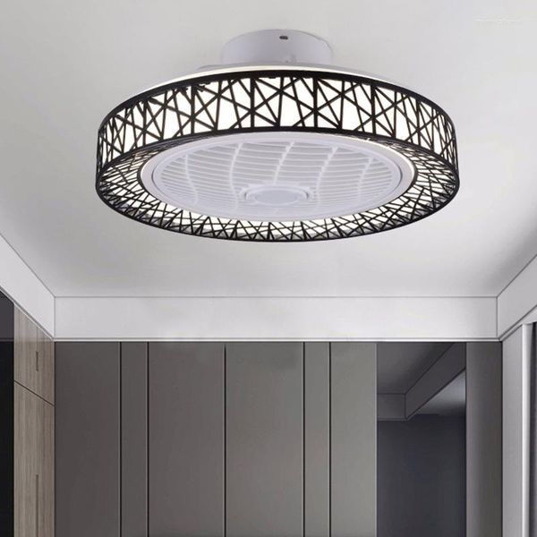 Moderna lampada da ventilatore minimalista per camera da letto che si attenua per la sala da pranzo Lampadario a soffitto invisibile a LED integrato