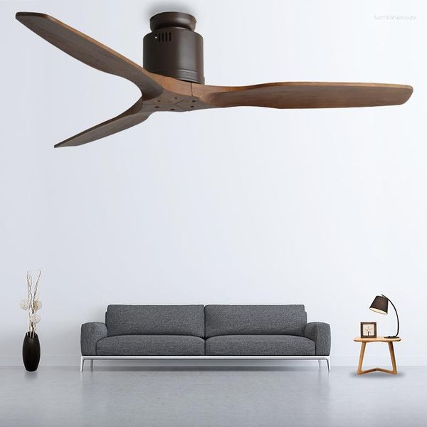 Lampadari Ventilatore da soffitto in legno da 52 pollici in legno con ventole telecomandate senza luce Ventilatore a risparmio energetico retrò