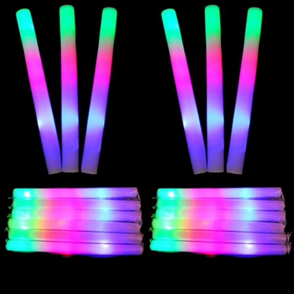 LED-Lichtstäbe, 12-teiliges Set, Schaum, leuchtend, mehrfarbig, Stick-Up-Stäbe, Cheer Batons, Rally, Rave, Kinderparty, 230724