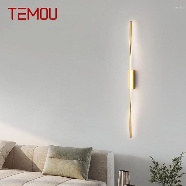 Настенная лампа Temou Modern Brass Sconce Led 3 Colors Creative Simploity Gold Interior Light для домашней гостиной