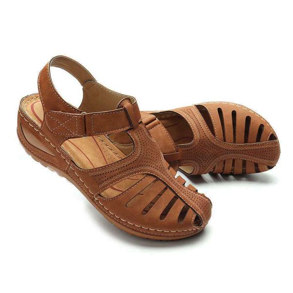 2023 sandálias estilo romano salto de cunha cor sólida sandálias de dedo do pé redondo grande para mulheres moda luxo sapatos de verão cinza