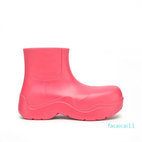 botas femininas Candy cores sólidas rosa preto Pistache amarelo lasca plataforma moda tornozelo Bota bico redondo à prova d'água