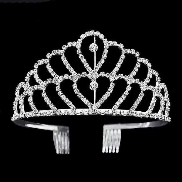 Corona di lusso Tiara da sposa in cristallo lucido Spettacolo per feste Placcato argento Corone per capelli Fascia per capelli Accessori per capelli da sposa economici Di Tiar287Y