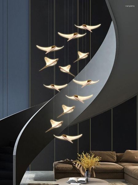 Lampade a sospensione Edificio duplex Grande scala Lampadario El Lobby Centro commerciale Arte creativa Ocean Dolphin