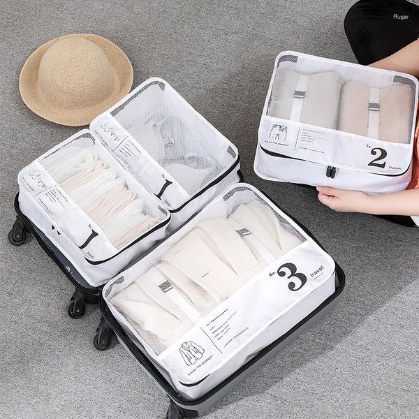 Depolama torbaları 1 adet beyaz örgü seyahat bölünmüş giyim çantası taşınabilir iş gezisi bagajı sıralama giysileri organizatör