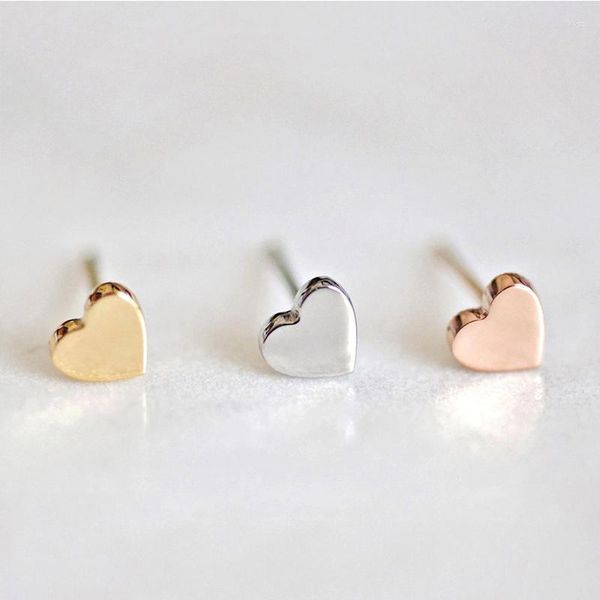 Orecchini a bottone piccolo cuore in acciaio inossidabile per donna ragazza non sbiadisce color oro piccoli gioielli di moda coreani piercing all'orecchio