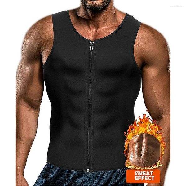 Jaquetas de caça masculinas cintura trainer colete para perda de peso neoprene espartilho modelador corporal com zíper sauna regata modeladores camisa