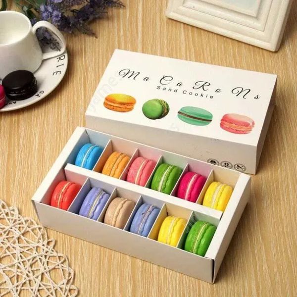 Macaron Box Detém 12 Cavity 20*11*5cm Food Packaging Gifts Paper Party Boxs For Bakery Cupcake Snack Candy Biscuit Muffin Box JY25