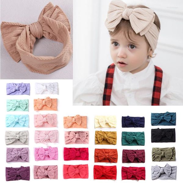 Saç Aksesuarları 37 Renk Bebek Yay Headwrap Çocuklar için Bowknot şapkası elastik örgü kablolar türban yumuşak naylon çocuklar