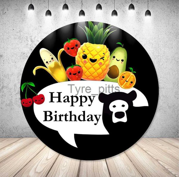 Hintergrundmaterial DIXSG Hey Bear Sensor Kreis Banner Hintergrund Kindergeburtstag Obst Banane Kreis Fotografie Schwarz Elastisch Fotografie Studio Requisiten x07