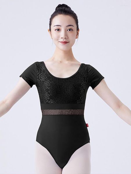 Bühnenkleidung Damen Klassischer Trainingsbody Ballerina Dancewear Spitze Rückenfrei Tanzballett Leistung Gymnastik Trikot Kostüm