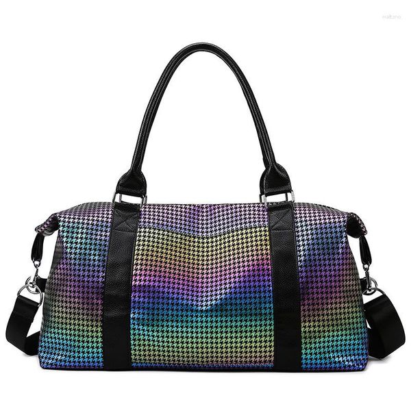 Bolsas Duffel Fashion Moda Houndstooth Saco de Grande Capacidade Casual Grande Maternidade Mão Curta Feminina para Viagem