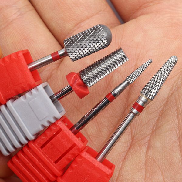 Tırnak manikür seti 4pcs kit f gümüş pro tam karbür tırnak matkap bitleri tırnak sanat elektrik matkap dosyaları tırnak sanat araçları kesilmiş ve cila 230725